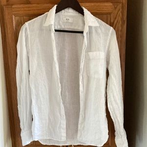Uniqlo White Linen Collar shirt with pocket - XXS
